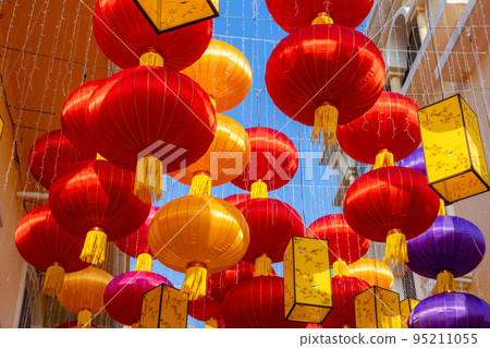 Colorful chinese lantern hanging at outdoor 95211055