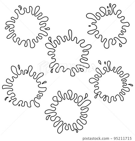 Blob with drops , black outline, vector illustration in cartoon style Blob with drops , black outline, vector illustration in cartoon style 95211715