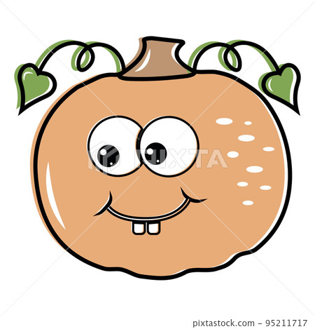 Isolated cartoon orange pumpkin with a kawaii face on a white background. Cute funny character. Flat design. Isolated cartoon orange pumpkin with a kawaii face on a white background. Cute funny character. Flat design. 95211717
