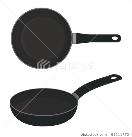 Black insulated frying pan with handle, color vector illustration 95211770