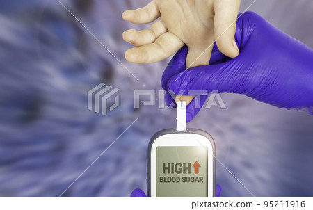 Diabetes. Measuring blood sugar levels. High sugar. Maturity onset diabetes of the young 95211916