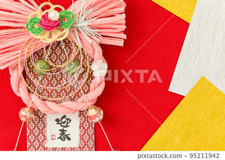 新年裝飾|背景紅金銀 95211942