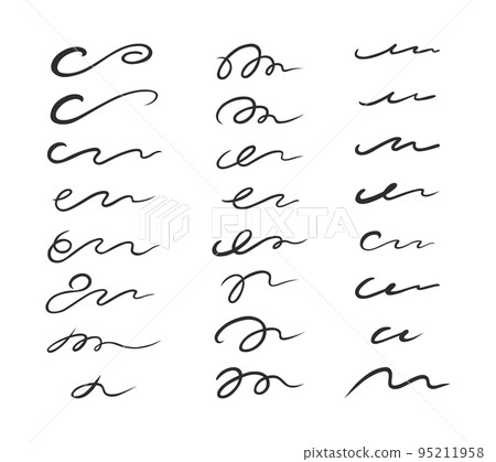 Curly swishes, swashes, swoops hand drawn... - Stock Illustration ...