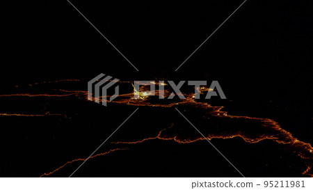 Panorama Erta Ale volcano crater, melting lava, Danakil depression, Ethiopia 95211981