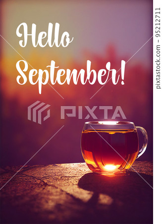 3d renderingn of a cup of warm tea in autumn lights 95212711