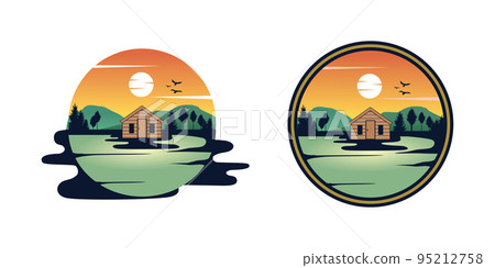 Timber lodge lake design illustration vector eps format , suitable for your design needs, logo, illustration, animation, etc. 95212758