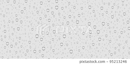 Realistic water droplets transparent pattern on light background 95213246