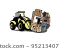 Cartoon of bulldozer moving household junk design illustration vector eps format , suitable for your design needs, logo, illustration, animation, etc. 95213407