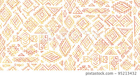 Tribal decorative background. Ethnic seamless pattern. Aztec geometric backdrop. Native american ornament. Vector illustration 95213432