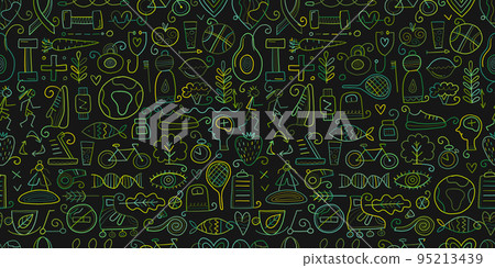 World health day. Seamless Pattern with healty lifestyle for your design. Vector illustration World health day. Seamless Pattern with healty lifestyle for your design. Vector illustration 95213439