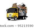 Cartoon pickup truck loaded full of household junk design illustration vector eps format , suitable for your design needs, logo, illustration, animation, etc. 95213590