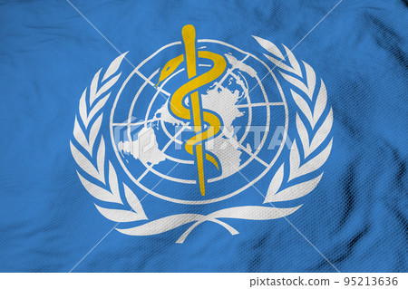 Flag of the World Health Organization in 3D rendering 95213636