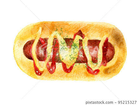 Wiener bread Bread hand-painted watercolor illustration material 95215327