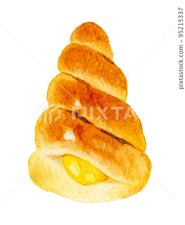 Hand-painted watercolor illustration of custard cornet bread 95215337