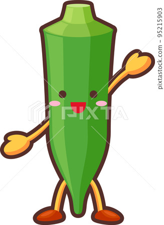 可愛的秋葵字符舉手的插圖 95215903