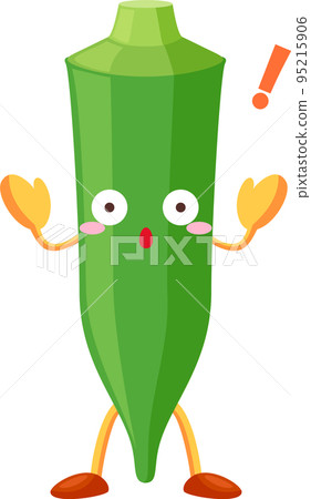 Illustration of a surprised cute okra character 95215906
