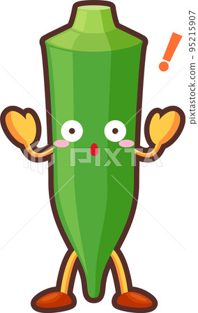 Illustration of a surprised cute okra character 95215907