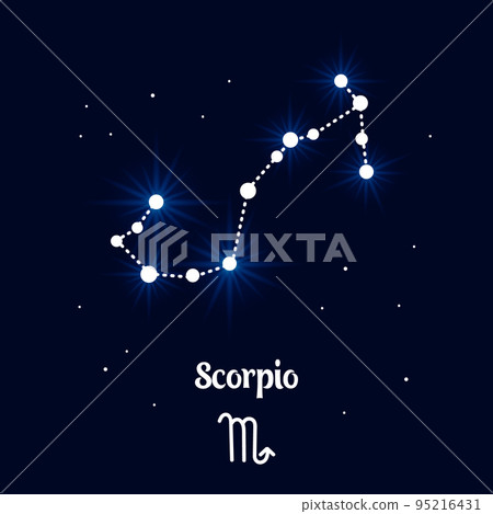 Scorpio Zodiac constellation, astrological sign of the horoscope.Blue and white bright design, illustration, vector 95216431