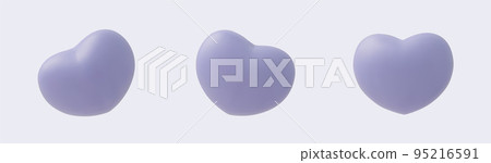 3d purple hearts render icons set. Valentine's Day design element. Realistic vector illustration. 3d purple hearts render icons set. Valentine's Day design element. Realistic vector illustration. 95216591
