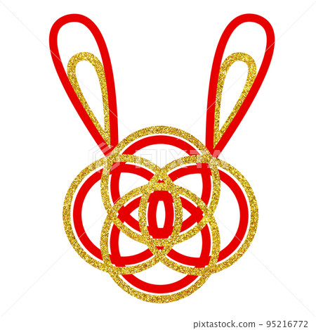 Illustration material Mizuhiki Rabbit Knot Gold 95216772