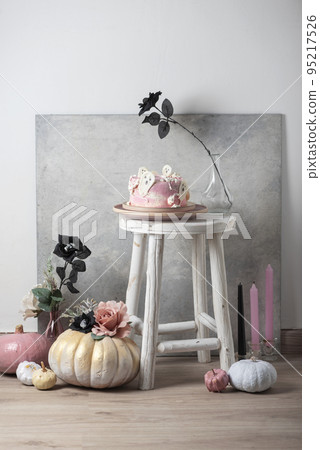 Halloween party decoration with pink cake 95217526