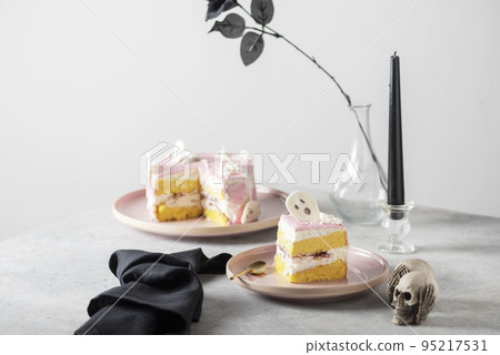 Halloween party decoration with pink cake 95217531