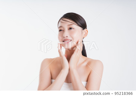Female beauty beautiful white background 95218366