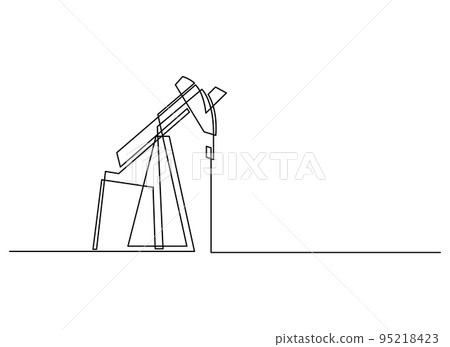 Continuous line art of oil pump station. Petrol transportation gasoline silhouette. Oil gas economy industrial concept. Vector illustration. Continuous line art of oil pump station. Petrol transportation gasoline silhouette. Oil gas economy industrial concept. Vector illustration. 95218423