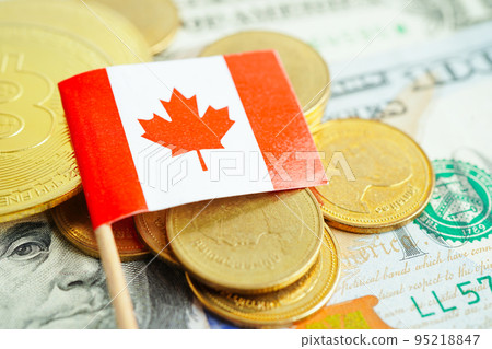 Stack of coins money with Canada flag, finance banking concept Stack of coins money with Canada flag, finance banking concept 95218847