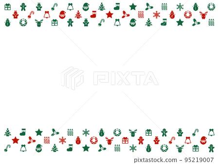 Christmas pattern frame illustration: red and green icons 95219007