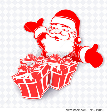 Isolated illustration of Santa Claus with boxes, design element 95219050