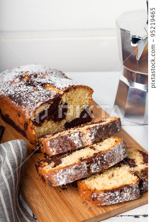 Homemade chocolate vanilla marble pound cake 95219465
