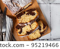 Homemade chocolate vanilla marble pound cake 95219466