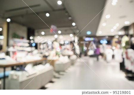 Abstract blur clothing boutique display interior of shopping mall background Abstract blur clothing boutique display interior of shopping mall background 95219801
