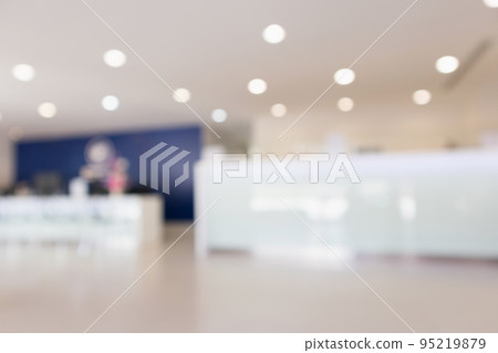 Abstract blur hospital clinic counter interior defocused medical background 95219879