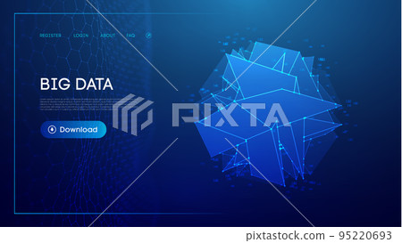 Big data cloud technology background. Blockchain technology service concept. Abstract network connection network. 95220693