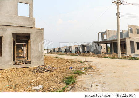 construction residential new house from prefabrication system in progress at building site 95220694