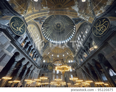 Beautiful interior of mosque Hagia Sophia in Istanbul, Turkey Beautiful interior of mosque Hagia Sophia in Istanbul, Turkey 95220875