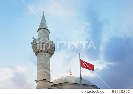 Beautiful dome and minaret of mosque in Istanbul, Turkey 95220897