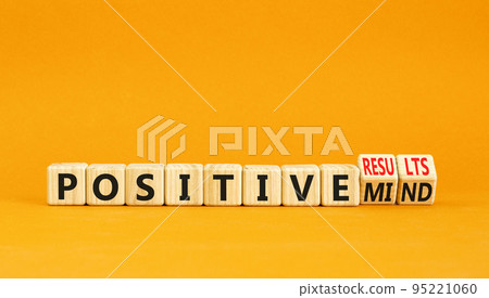 Positive results and mind symbol. Concept words Positive results or Positive mind on wooden cubes. Beautiful orange table orange background. Business positive results and mind concept. Copy space Positive results and mind symbol. Concept words Positive results or Positive mind on wooden cubes. Beautiful orange table orange background. Business positive results and mind concept. Copy space 95221060