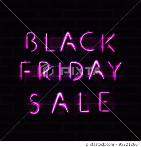 Vector realistic isolated neon sign of Black Friday lettering for decoration and covering on the transparent background. Concept of sale, clearance and discount. 95221260