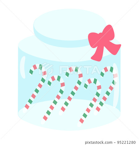 Cute Christmas candy cane in glass jar. Isolated on white background, flat design, EPS10 vector 95221280