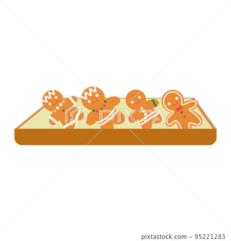 Cute Christmas food gingerbread man. Isolated on white background, flat design, EPS10 vector 95221283