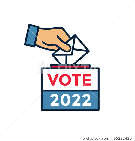 2022 Midterm Elections Design w Red White and Blue Vote Icon 2022 Midterm Elections Design w Red White and Blue Vote Icon 95221420