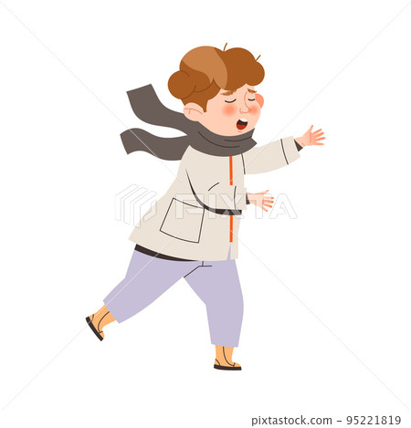 Poor Little Boy Refugee Leaving Homeland Fleeing from War Conflict Seeking Asylum Vector Illustration 95221819