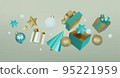Realistic 3d white gold and turquoise trendy festive background. 95221959