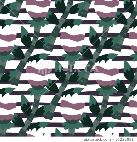 Contemporary flower seamless pattern. Creative botanical floral ornament. Strange plants endless wallpaper. Naive art. 95222091
