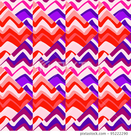 Creative zigzag mosaic seamless pattern. Hand drawn wave tile endless wallpaper. Abstract line ornament. 95222290