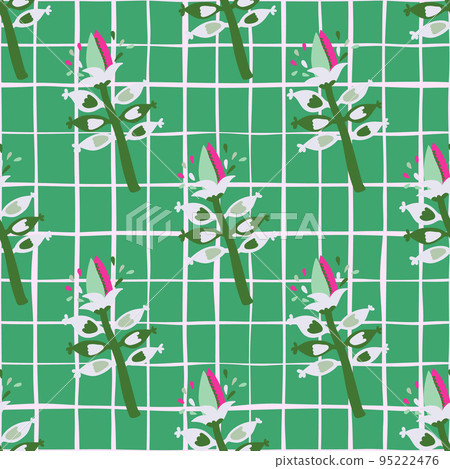 Venus flytrap flower seamless pattern. Contemporary botanical floral ornament. Strange plants endless wallpaper. 95222476