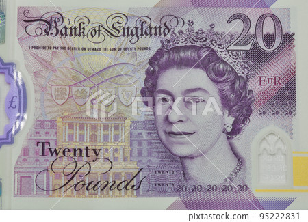 British twenty pounds banknotes closeup 95222831